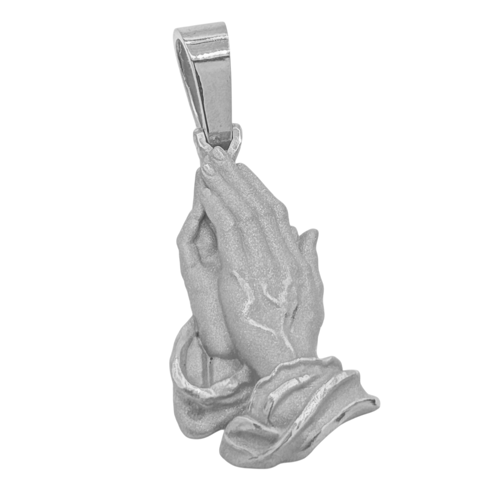Praying hands pendant in white gold