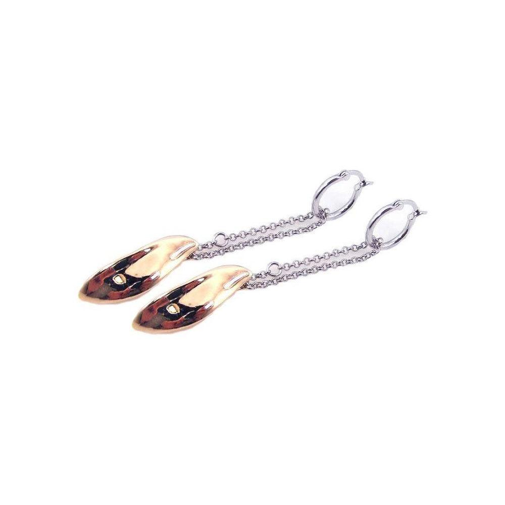 Silver 925 Rhodium Plated Multicolor Curvy Marquise CZ Wire Dangling Earrings - STE00501B