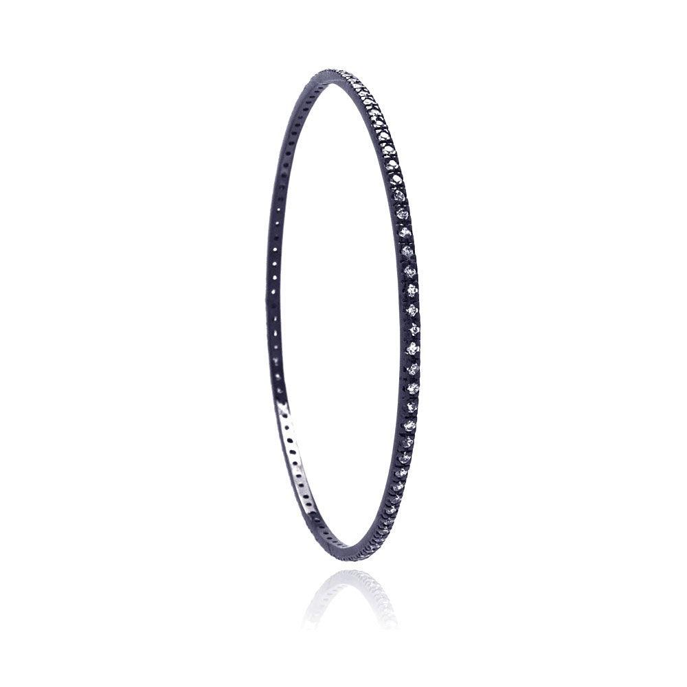 Silver 925 Black Rhodium Plated CZ Bangle Bracelet - BGG00035
