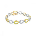 Silver 925 Rhodium Plated Open Clear and Yellow Teardrop CZ Bracelet - BGB00012