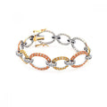Silver 925 Rose Gold and Gold and Rhodium Plated Multiple Open Circle CZ Bracelet - BGB00014