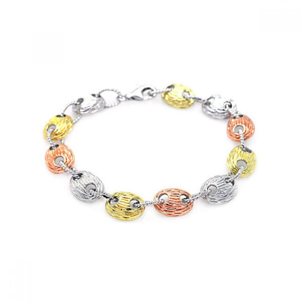 Silver 925 Rhodium Plated Multicolor Round Bracelet - BGB00025