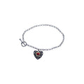 Silver 925 Rhodium Plated Dangling Red Heart CZ Inlay Bracelet - BGB00064
