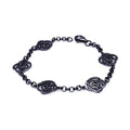 Silver 925 Black Rhodium Plated Open Flower Outline Bracelet - BGB00074