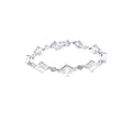 Silver 925 Rhodium Plated Diamond Shape Clear CZ Link Bracelet - STB00006