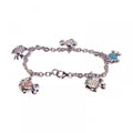 Silver 925 Rhodium Plated Multi Color CZ Dangling Fish Bracelet - STB00053