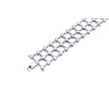 Silver 925 Rhodium Plated Clear CZ Open Square Link Bracelet - STB00082