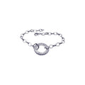 Silver 925 Rhodium Plated Open O Circle Micro Pave Clear CZ Bracelet - STB00172