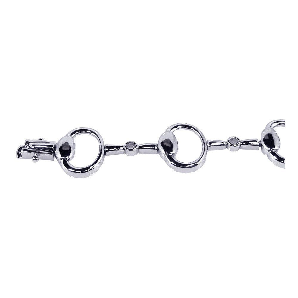 Silver 925 Rhodium Plated Open Multi Oval Link Bracelet - STB00257