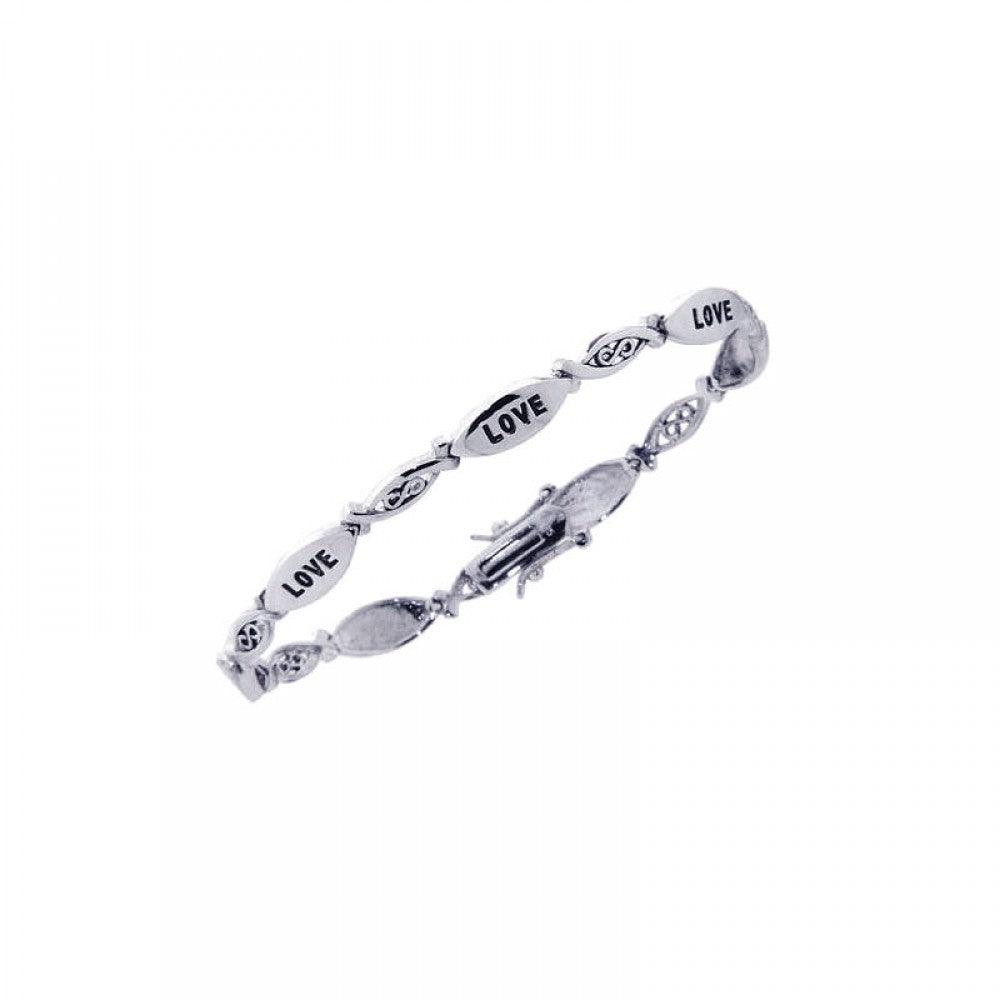Silver 925 Rhodium Plated Love Infinity Tennis Bracelet - STB00314