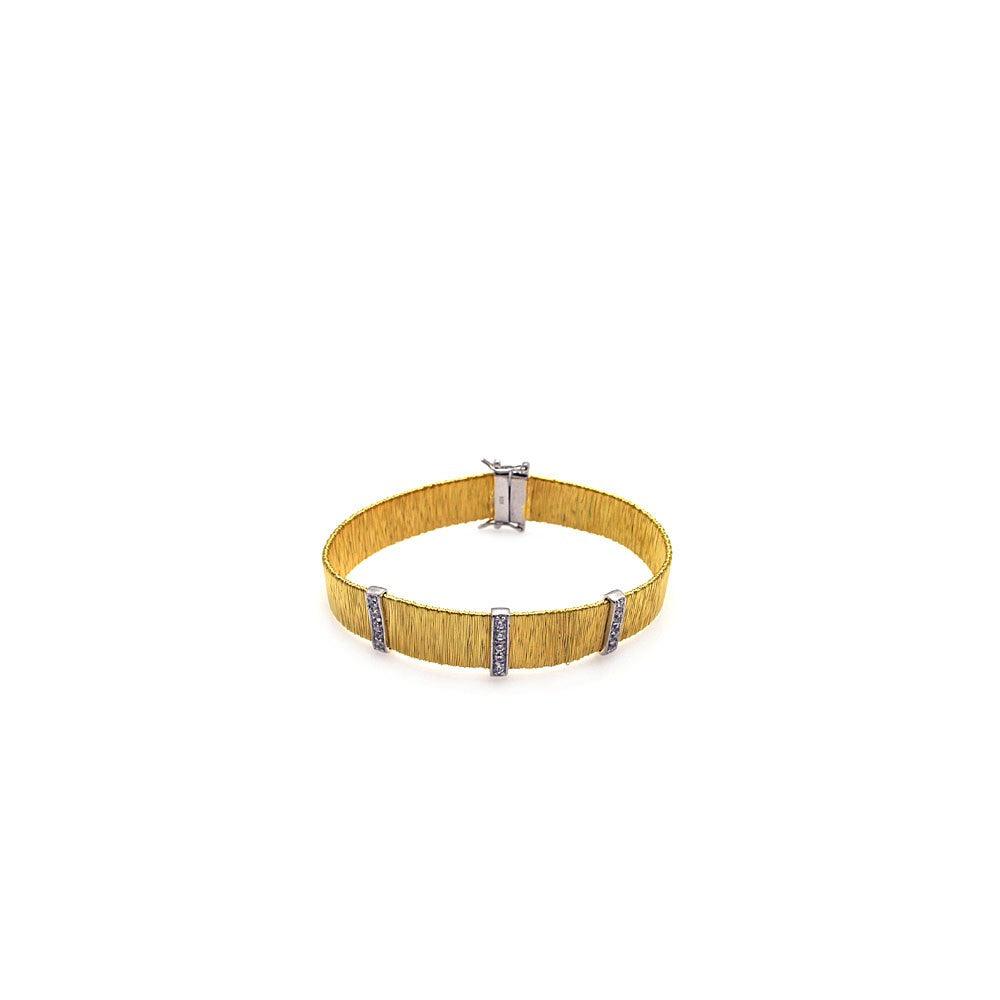 Silver 925 Rhodium and Gold Plated Clear CZ Bracelet - STB00369