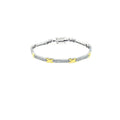 Silver 925 Rhodium and Gold Plated Two Tone Clear CZ Tennis Bracelet - STB00376