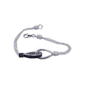 Silver 925 Rhodium and Black Rhodium Plated Pave Set Clear and Black CZ Multi Strand Loop Bracelet - STB00281