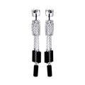 Silver 925 Rhodium Plated Clear Black and Clear CZ Stud Dangling Earrings - BGE00022