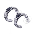 Silver 925 Rhodium Plated Black and Clear Square CZ Stud Earrings - BGE00041