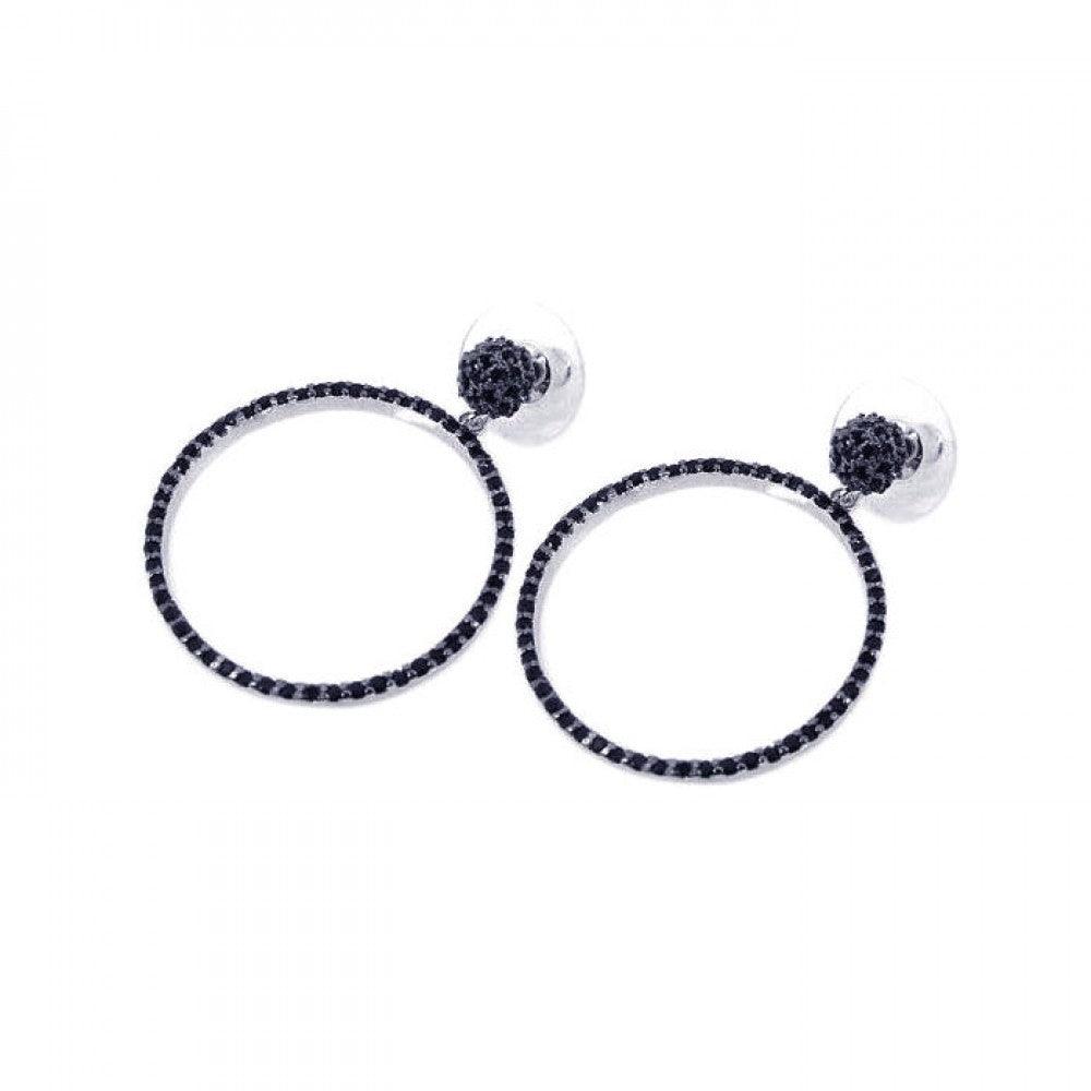 Silver 925 Black Rhodium Plated CZ Dangling Earrings - BGE00076
