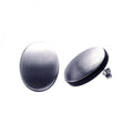 Silver 925 Rhodium Plated Oval Matte Onyx CZ Stud Earrings - BGE00093