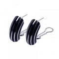 Silver 925 Rhodium Plated Strip Enamel CZ Lever Back Earrings - BGE00095
