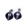 Silver 925 Rhodium Plated Square Onyx CZ Dangling Stud Earrings - BGE00109
