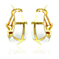 Silver 925 Gold Plated White Enamel Lever Back Earrings - BGE00129