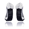 925 Rhodium Plated Heart CZ Inlay Black Onyx Lever Back Earrings - BGE00133