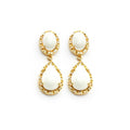 Silver 925 Gold Rhodium Plated Teardrop Pear CZ Stone Dangling Stud Earrings - BGE00350