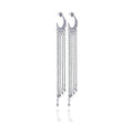 Silver 925 Rhodium Plated Heart Cut out Moon Shape Wire Dangling Star Earrings - STE00055