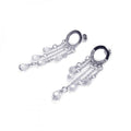 Silver 925 Rhodium Plated Tear Drop CZ Wire Dangling Earrings - STE00056