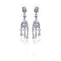 Silver 925 Rhodium Plated Chandelier CZ Dangling Earrings - STE00145