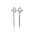 Silver 925 Rhodium Plated Chandelier CZ Multi Strand Dangling Earrings - STE00180