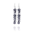Silver 925 Rhodium Plated Multiple Flat Circle CZ Dangling Hook Earrings - STE00193