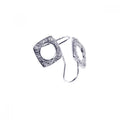 Silver 925 Rhodium Plated Square Circle Cut CZ Hook Earrings - STE00208RH
