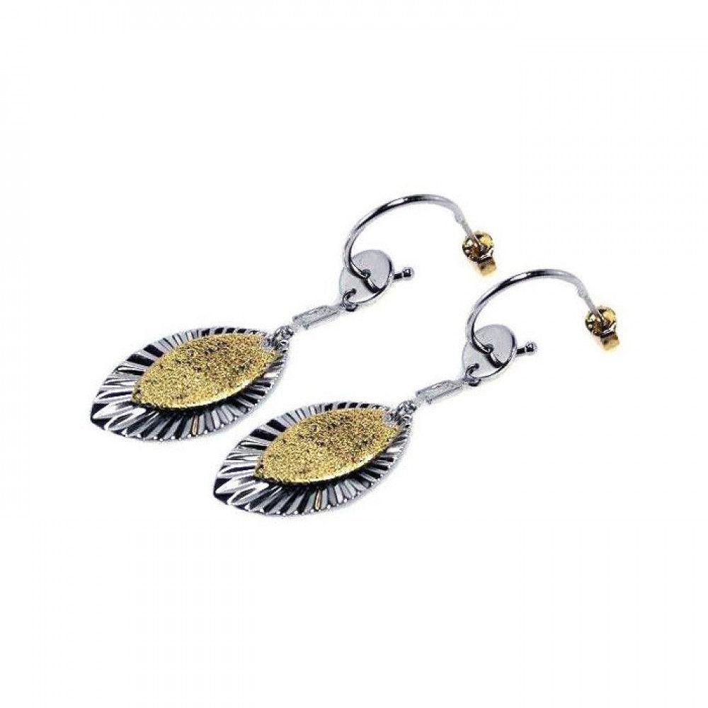 Silver 925 Rhodium Plated Marquis Sterling Gold Rhodium Plated Marquis CZ Round Hook Earrings - STE00232