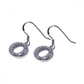 Silver 925 Rhodium Plated Round Oval CZ Dangling Hook Earrings - STE00245