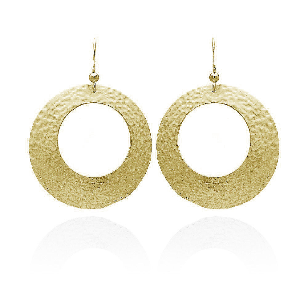 Silver 925 Gold Rhodium Plated Round Open Circle Earrings - STE00655