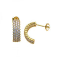 Silver 925 Gold Plated Clear CZ Semi-huggie hoop Earrings - STE00662