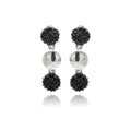 Silver 925 Black Rhodium Plated Cluster CZ Dangling Earrings - STE00883