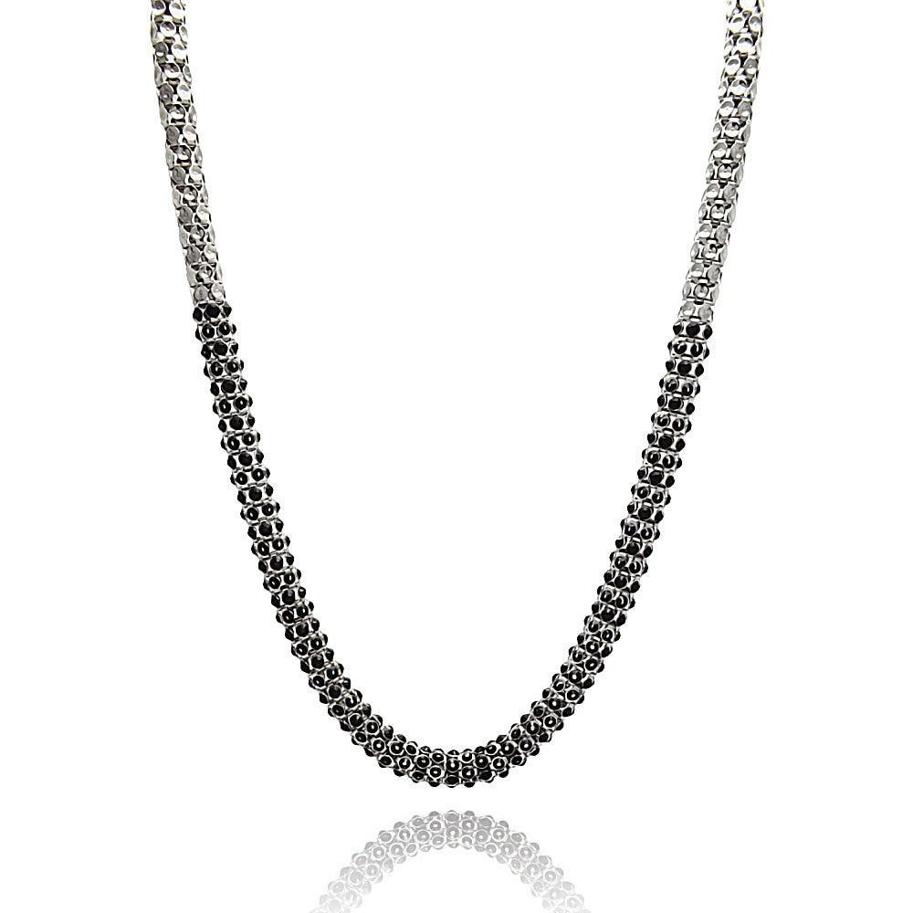 Plated 925 Sterling Silver CZ Italian Mesh Necklace - ITN00042