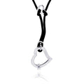Silver 925 Rhodium Plated Open Heart Black Cord Pendant Necklace - BGN00016