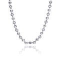 Silver 925 Rhodium Plated Clear Round CZ Link Necklace - BGN00017