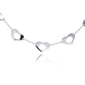 Silver 925 Rhodium Plated Open Multi Heart Pendant Necklace - BGN00020