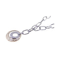 Silver 925 Rhodium and Gold Plated Open Hammered Circle Pendant Necklace - BGN00024