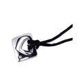 Silver 925 Rhodium Plated Square Open Heart Clear CZ Black Cord Pendant Necklace - BGN00025