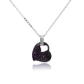 Silver 925 Purple CZ Black Rhodium Plated Heart Pendant Necklace - BGP00018