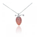 Silver 925 Pink CZ Rose Gold and Rhodium Plated Pineapple Pendant Necklace - BGP00037PNK