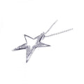 Silver 925 Clear CZ Rhodium Plated Star Pendant Necklace - BGP00042