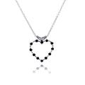 Silver 925 Black CZ Rhodium Plated Heart Pendant Necklace - BGP00055