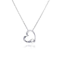 Silver 925 Clear CZ Rhodium Plated Heart Pendant Necklace - BGP00063