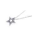 Silver 925 Clear CZ Rhodium Plated Star Pendant Necklace - BGP00089