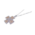 Silver 925 Yellow Clear CZ Rhodium Gold Plated Cross Pendant Necklace - BGP00091